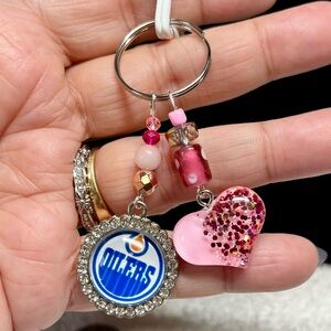 Oilers fan -hockey lover -soft pink and silver